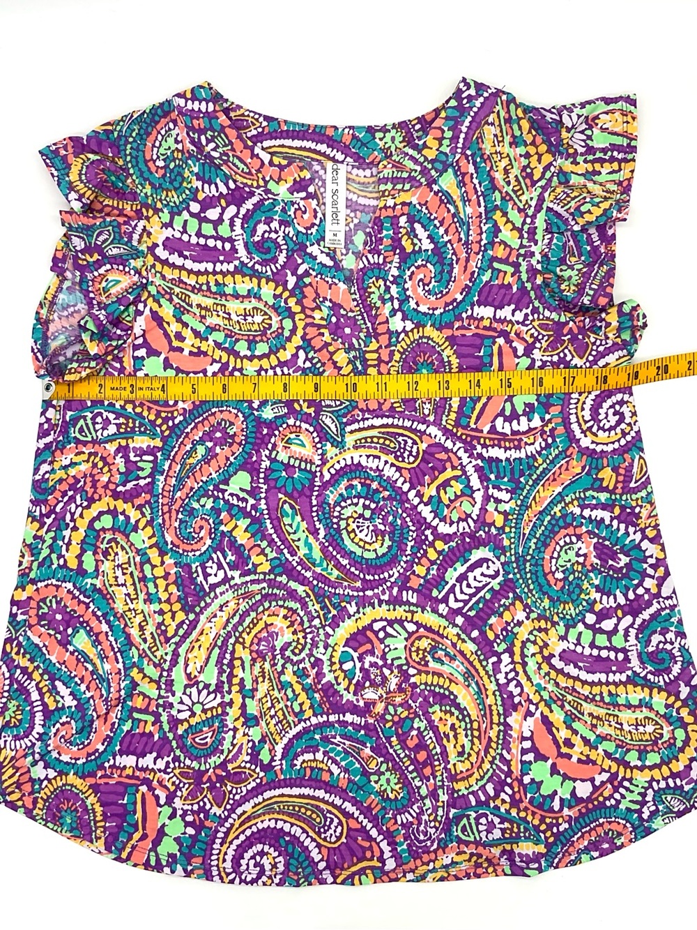 NWOT Dear Scarlett Paisley Flutter Sleeve Blouse Medium